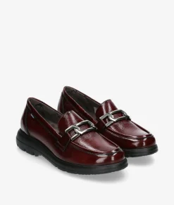 Mocasines Fluchos F1794 en charol burdeos