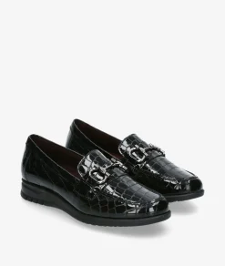 Zapatos planos Blanco y negro 20201 en charol negro