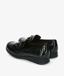 Zapatos planos Blanco y negro 20201 en charol negro