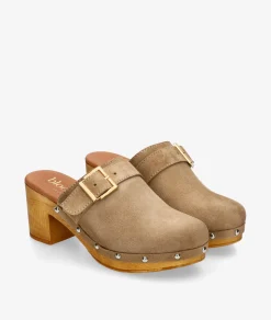 Zuecos bloom&you KATY en serraje taupe